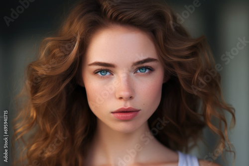 Portrait of beautiful young woman with clean fresh skin