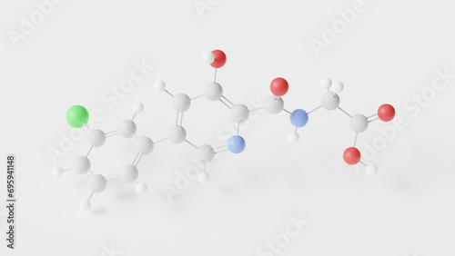 vadadustat molecule 3d, molecular structure, ball and stick model, structural chemical formula kidney disease