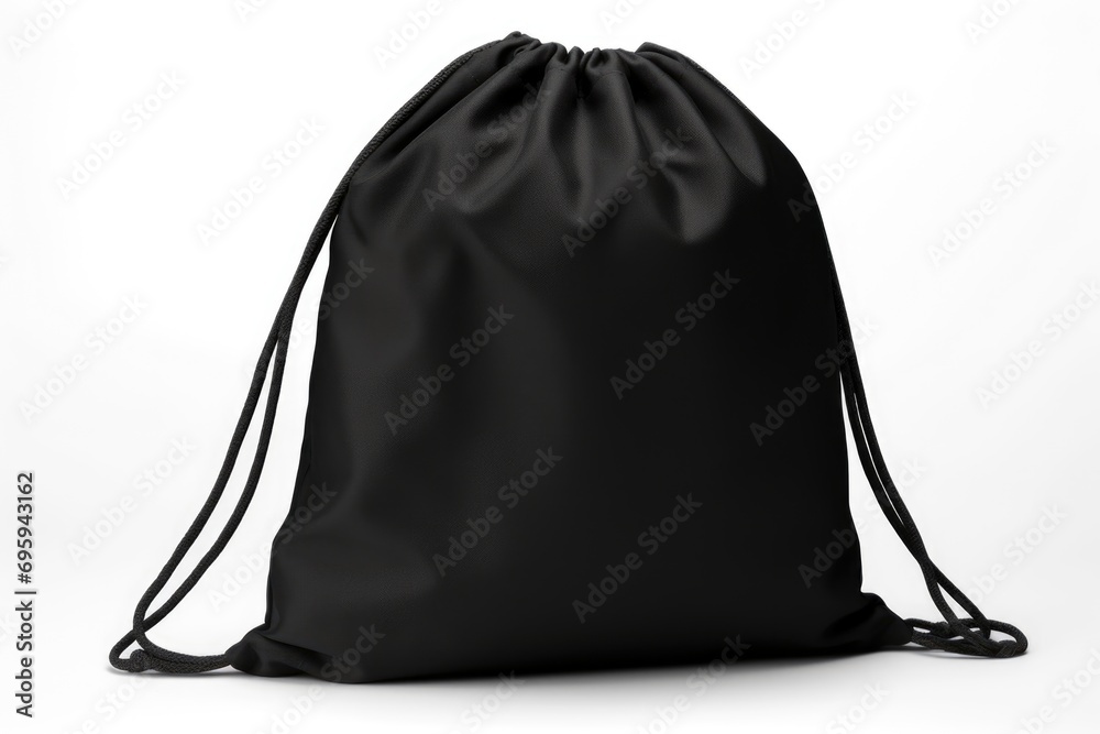 Black fabric bag on a white background - obrazy, fototapety, plakaty 