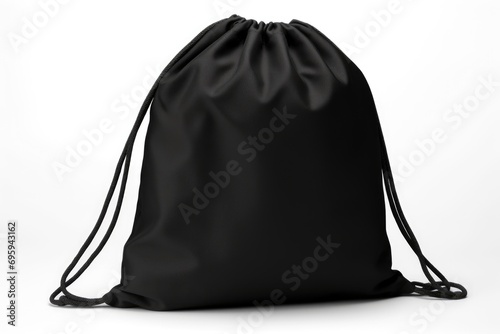 Black fabric bag on a white background