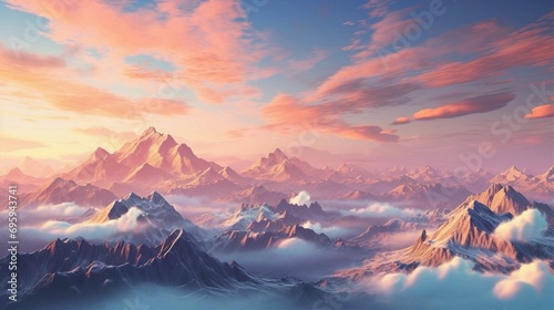 view above the mountains at sunset