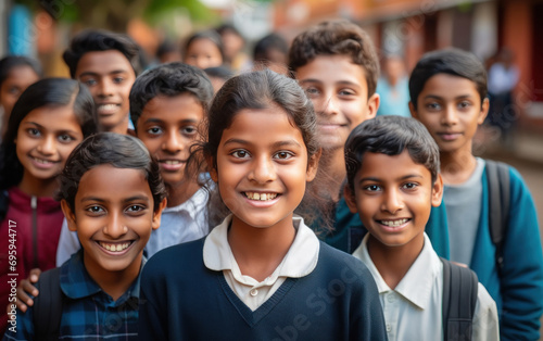 Group of happy Indian little children © PRASANNAPIX