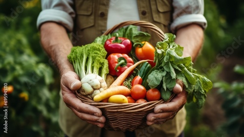 person holding basket of vegetables