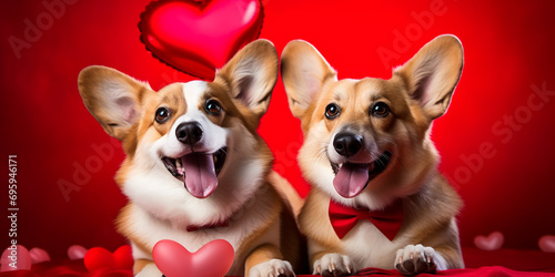 Funny dogs Valentines Day, love, greeting card © azurita