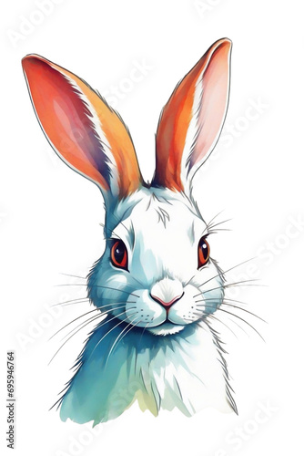 graphic rabbit portrait on white background