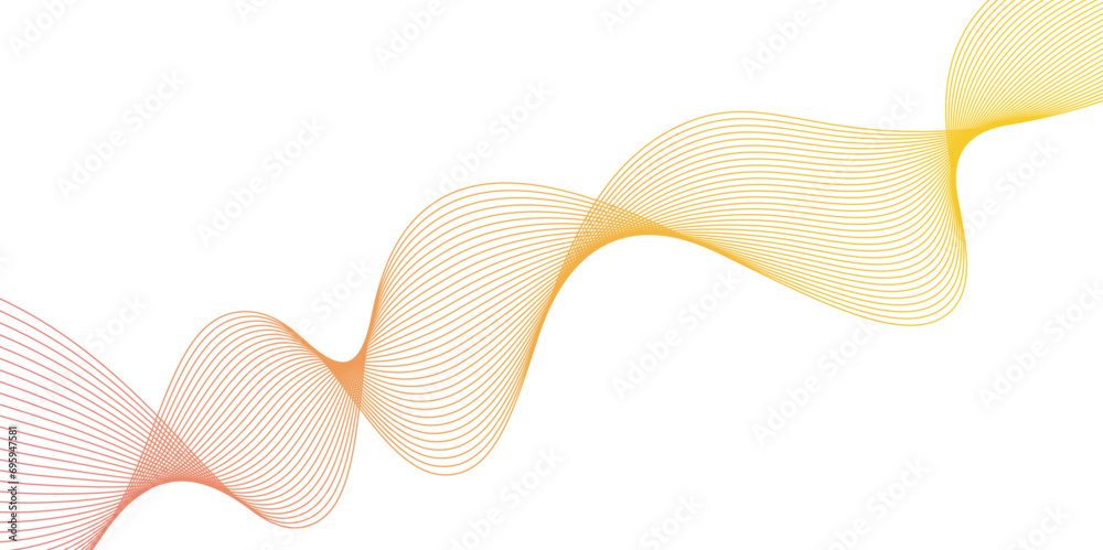 Abstract backdrop with orange wave gradient lines on white background ...