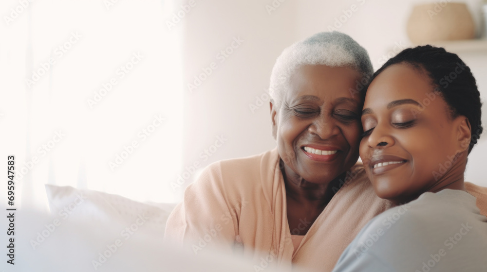Fototapeta premium Happy senior woman enjoying in daughter's affection on Mother's day.