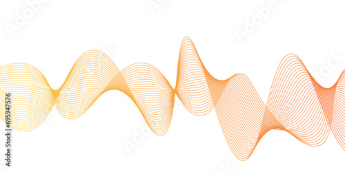 Abstract backdrop with orange wave gradient lines on white background. Modern technology background,random sound wave, amplitude wave, vibration, signal, pulse. photo