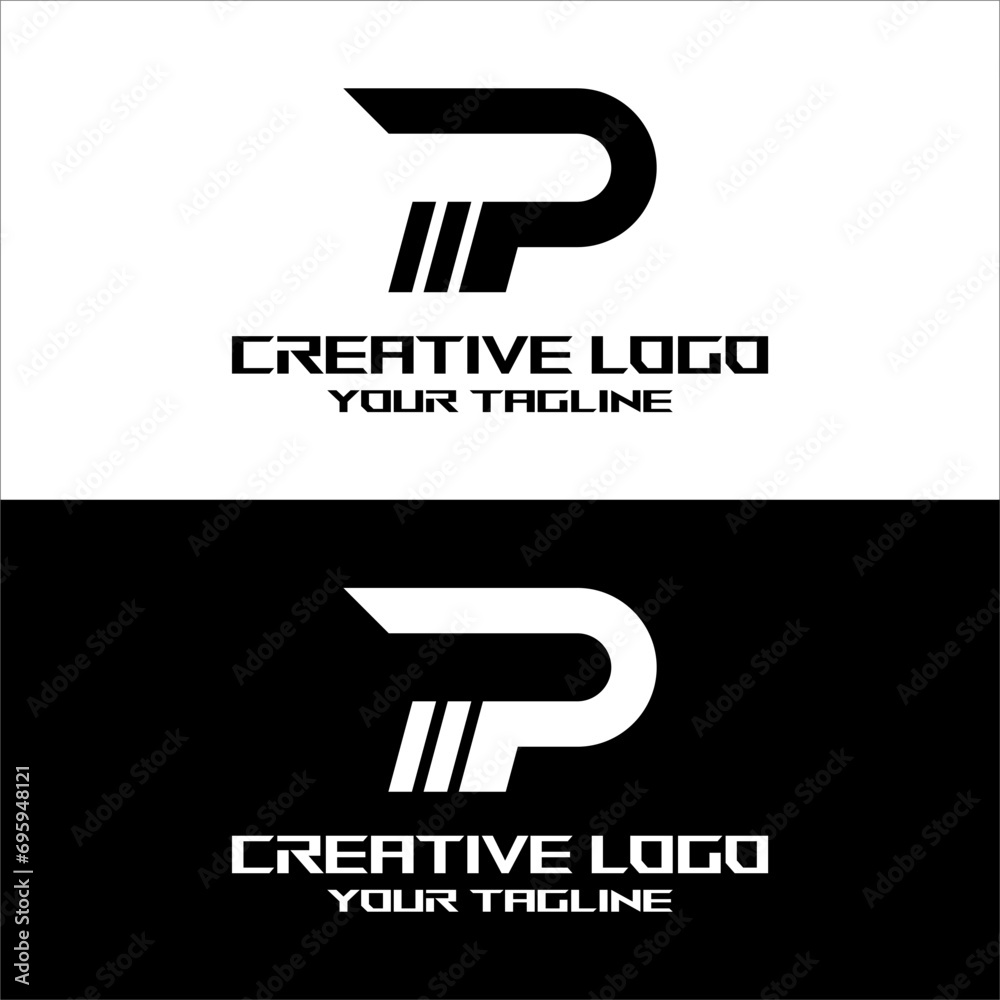 creative letter logo p desain vektor