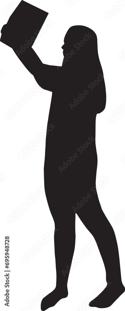 Vector silhouettes of men and women, children, black on an isolated white background