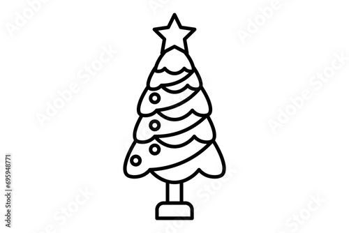 christmas tree icon. icon related to Christmas and the end of the year. line icon style. simple vector design editable © rofiqk21