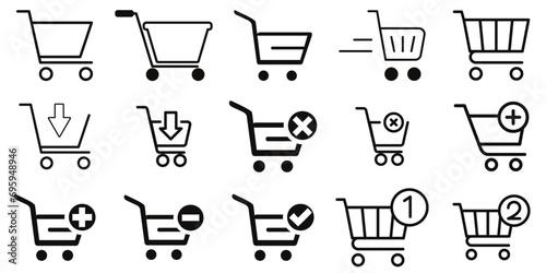 Shopping cart icon. shopping cart line icon set isolated on transparent background. for your websites and apps
