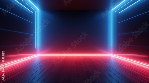 Colorful neon laser lines abstract futuristic background. Generative AI