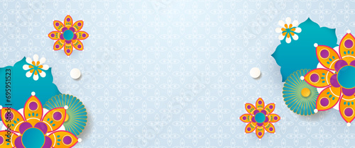 Colorful colourful vector ramadhan arabic ornamental banner. Ramadan Kareem background for print, poster, cover, brochure, flyer, banner.