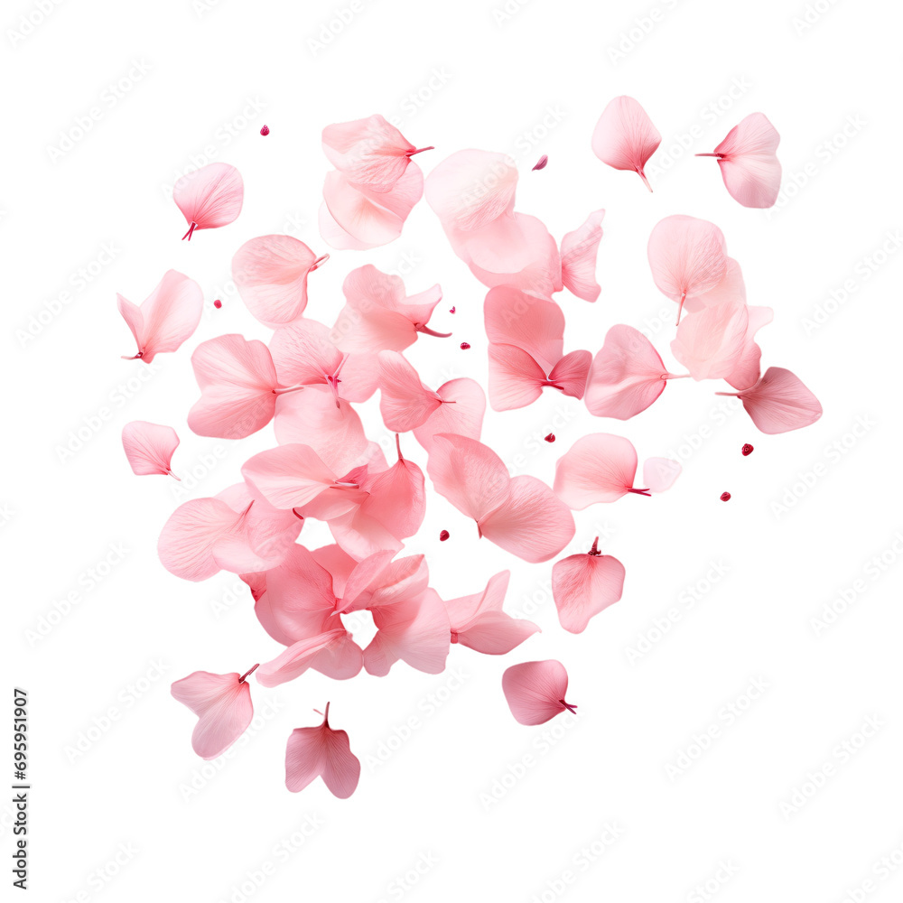 Light pink floating petals on an isolated background - obrazy, fototapety, plakaty 