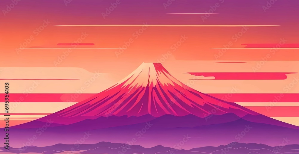 Fuji mountain cartoon illustration