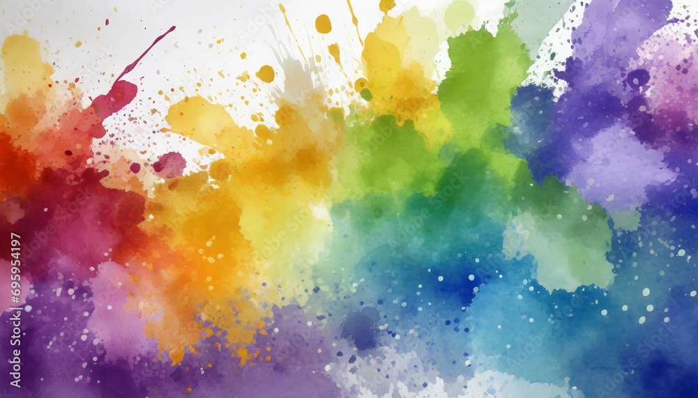 abstract colorful rainbow color painting illustration watercolor splashes on background generative ai