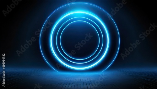 neon blue color geometric circle on dark background