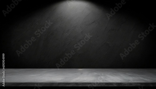 the black room perspective cement floor or concrete shelf table used as a studio background wall to display your products loft style photo