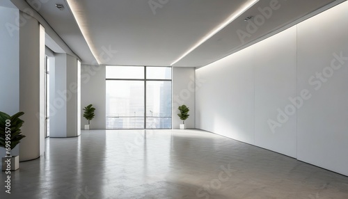 empty white office hall with mock up wall