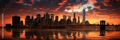 New York Skyline Silhouette Twin Towers, Background Image, Background For Banner, HD