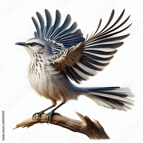 Northern Mockingbird (Mimus polyglottos), cenzontle, sinsonte, isolated on White background photo