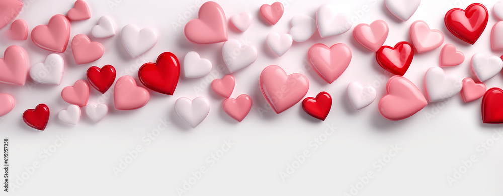 valentine's day background minimal 3D with red and pink heart , generative AI valentine's day background minimal 3D with red and pink heart , generative AI