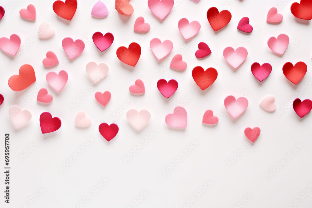 valentine's day background minimal 3D with red and pink heart , generative AI