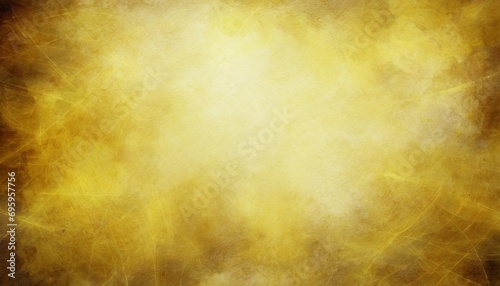 abstract yellow background with soft bright center glowing with light beige and gold colors and dark border with old vintage grunge texture parchment paper