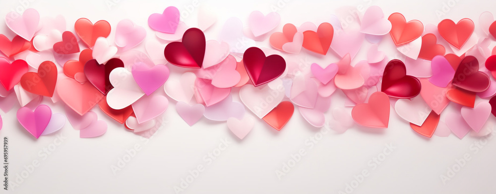 valentine's day background minimal 3D with red and pink heart , generative AI