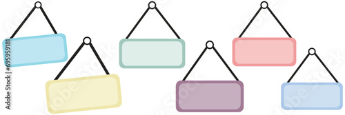 Set of empty hanging boards illustration, blank Signboards, freespace Hanging Banners, copyspace Outdoor Display, Commercial Boards, Storefront Signs, blank Commercial Boards, Store Signage