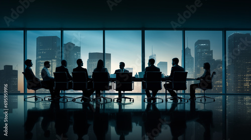Silhouettes of business people in an office conference room © AI Studio - R