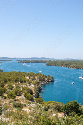 Panoramic view of the landscape in the St. Anthony Channel in the state of Šibenik-Knin Croatia 