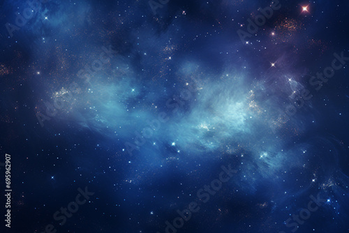 AI generated image of cosmos landscape with stars and planets.