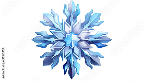 Cartoon snowflake decoration isolated on transparent or white background