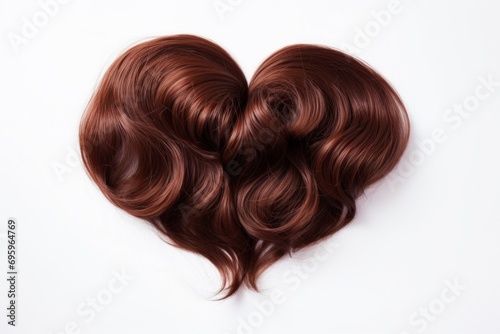 Hair in the shape of a heart. Background with selective focus and copy space