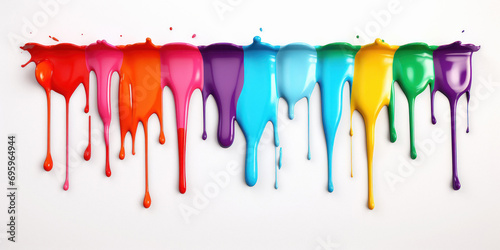 Spilled bright paints on a white background.