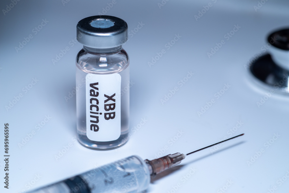 Close up of XBB vaccine vial,Medical health concept Close up of XBB vaccine vial,Medical health concept