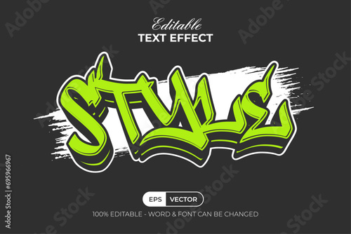 Style Green Graffiti Text Effect Sticker Style.