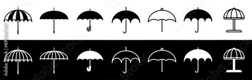 Set of monks And other variations Umbrella line,Filled icon Collection Vector Illustration. Umbrella symbol sets.