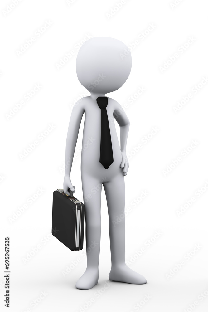 3d stylish posing businessman with briefcase 3d stylish posing businessman with briefcase