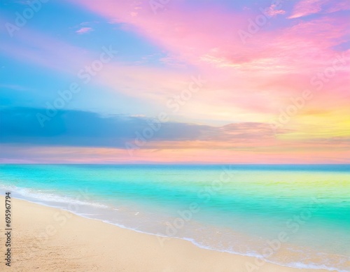 White sandy beach with gentle pastel colors