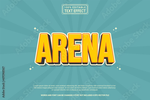 Editable text effect Arena 3d cartoon template style modren premium vector