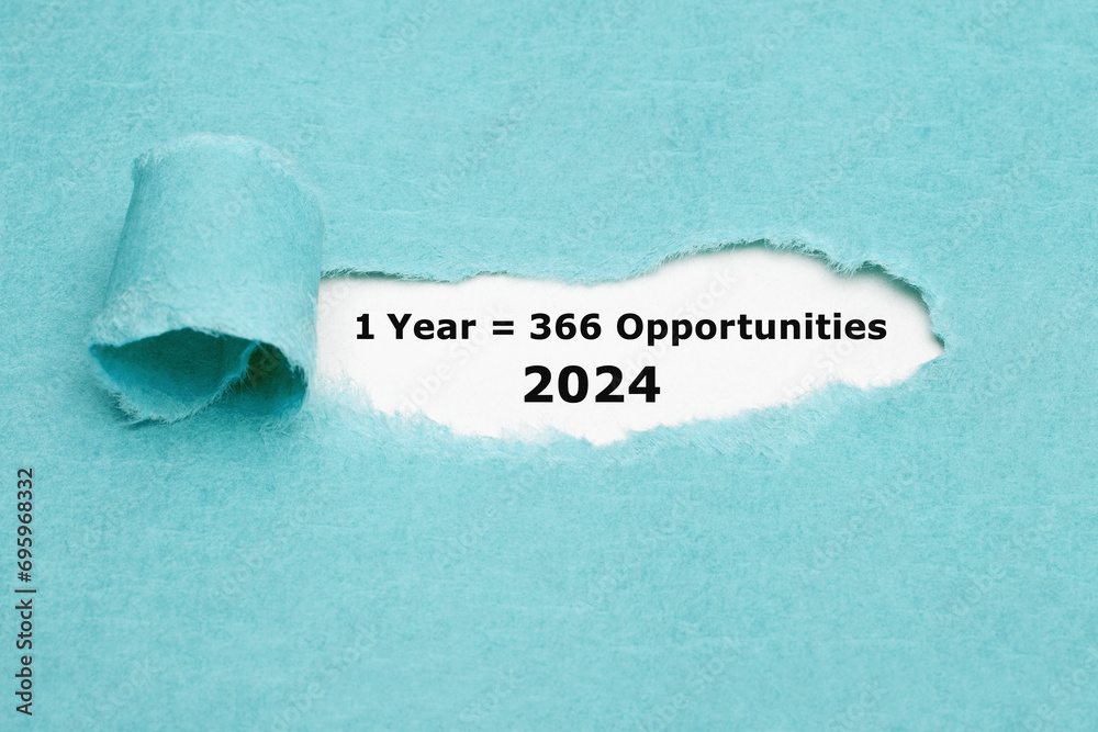 Motivational Quote 1 Leap Year 2024 Equal To 366 Opportunities - obrazy, fototapety, plakaty 