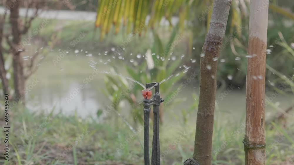 Horizontal automatic garden watering system with various rotating