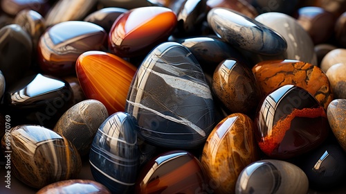 Agate Turritella Polished Pebbles Organic Gemstone, Background Image, Background For Banner, HD