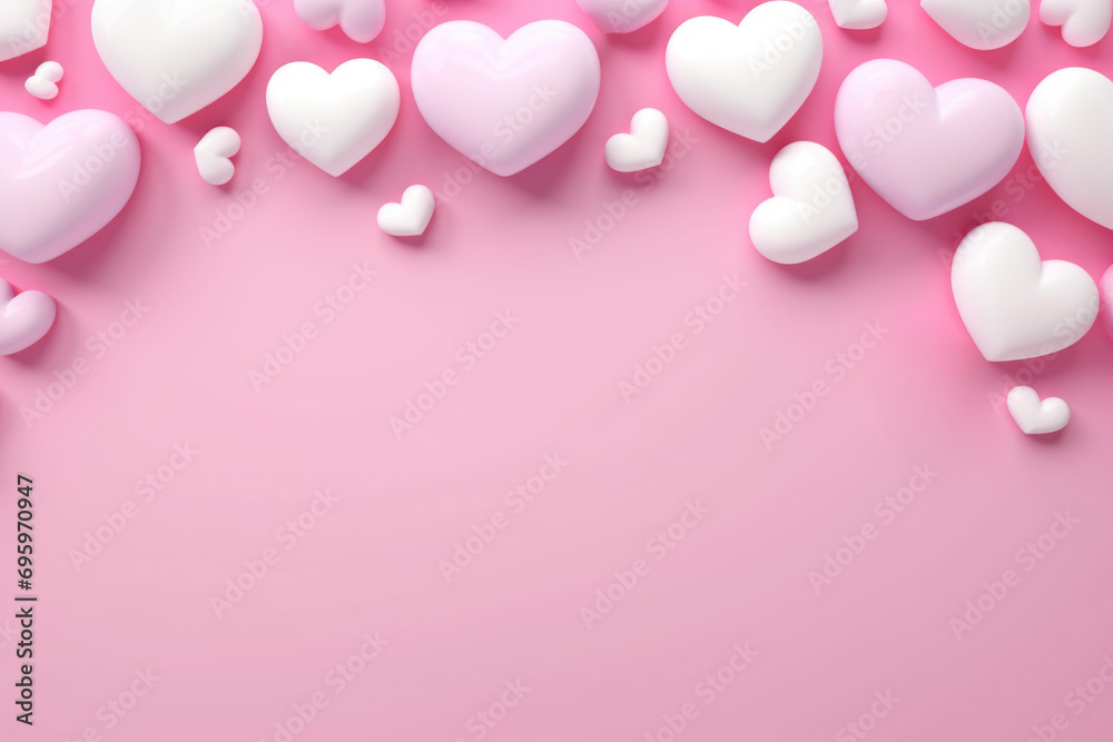 White hearts on pink background, Valentine's day or mother's day background