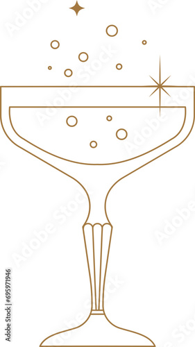 Cocktail glass linear illustration