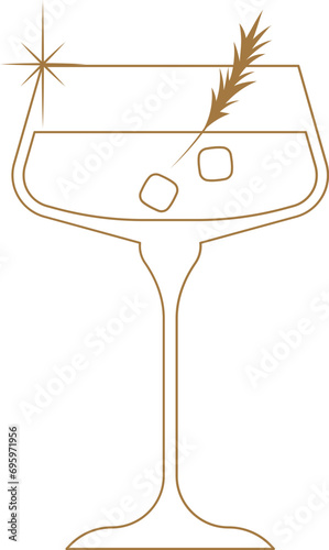 Margarita cocktail glass linear illustration
