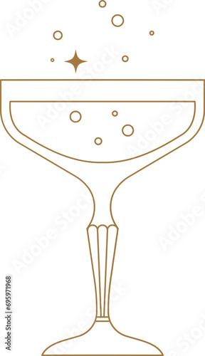 Cocktail glass linear illustration